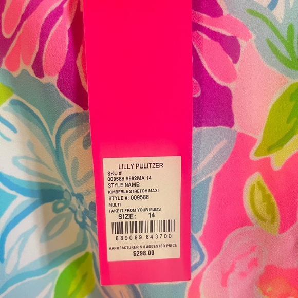 Lilly Pulitzer NWT Stretch Maxi Dress Size 14 - Picture 6 of 6